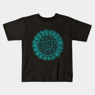 My 'very' Second - hand drawn - Mandala :) - Turquoise Kids T-Shirt